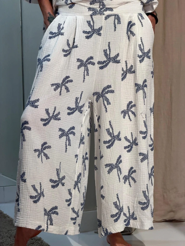 [57C1-12695 BLANCO] PANTALÓN PALMERAS