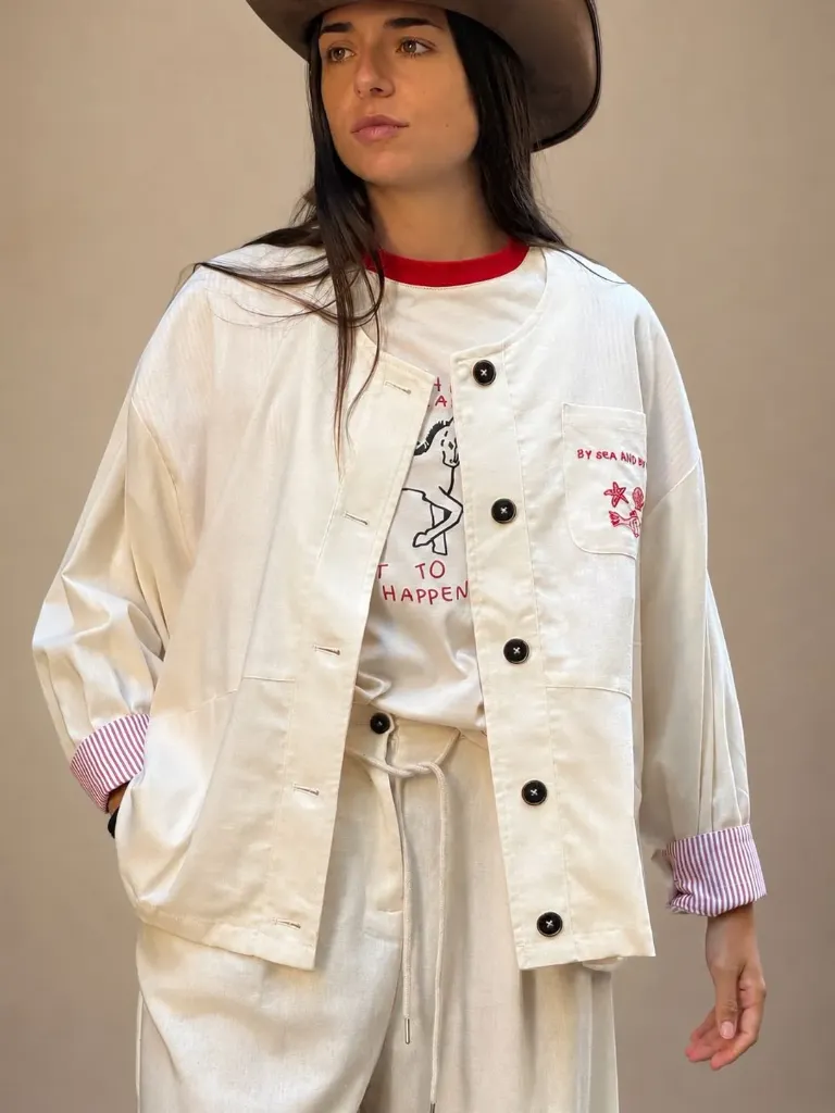[57C7-WD1981 BEIGE] CHAQUETA