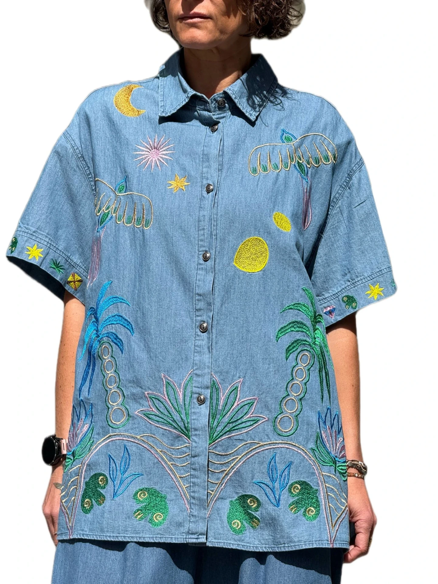 [57C9-A21176L AZUL] Camisa Denim
