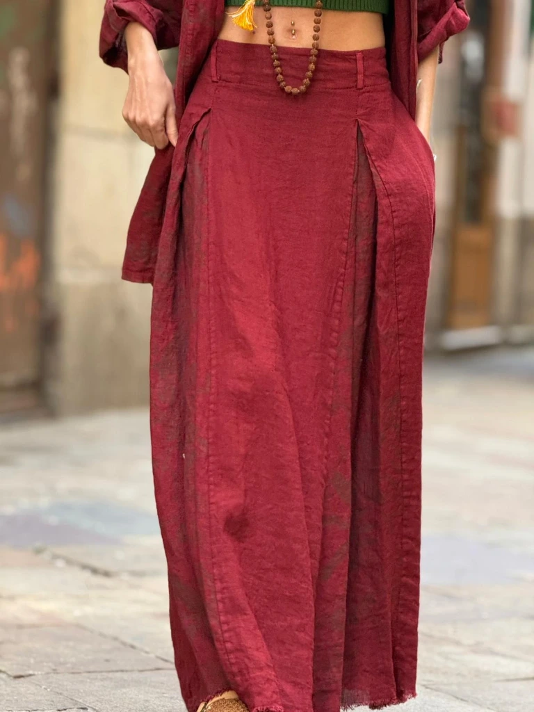 [57C2-70091ROJA] FALDA LINO