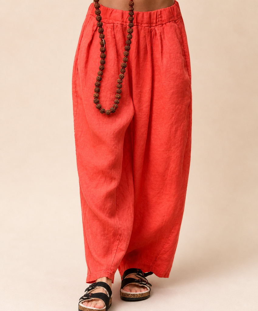 [57C PANTALON LINO NARANJA] Pantalón Lino