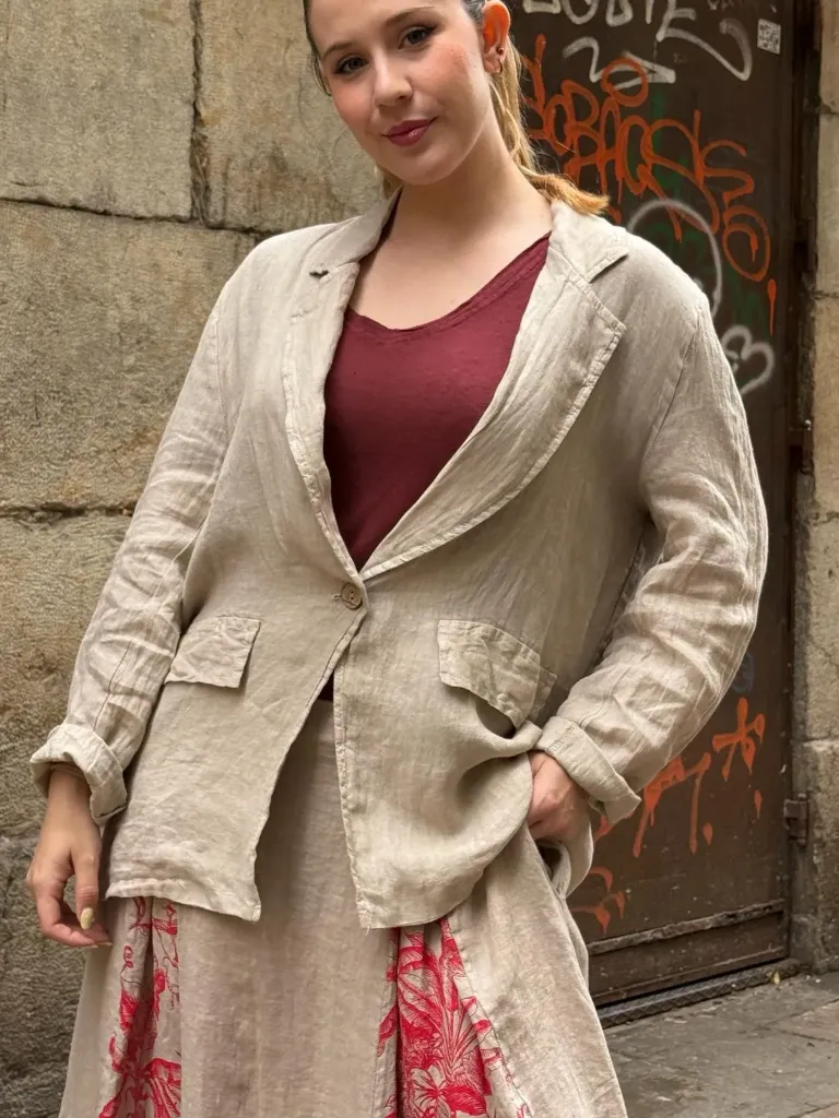 [58C3-8-BEI] Chaqueta Lino Beige