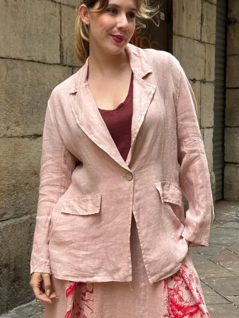 [58C3-9-ROS] Chaqueta Lino Rosa