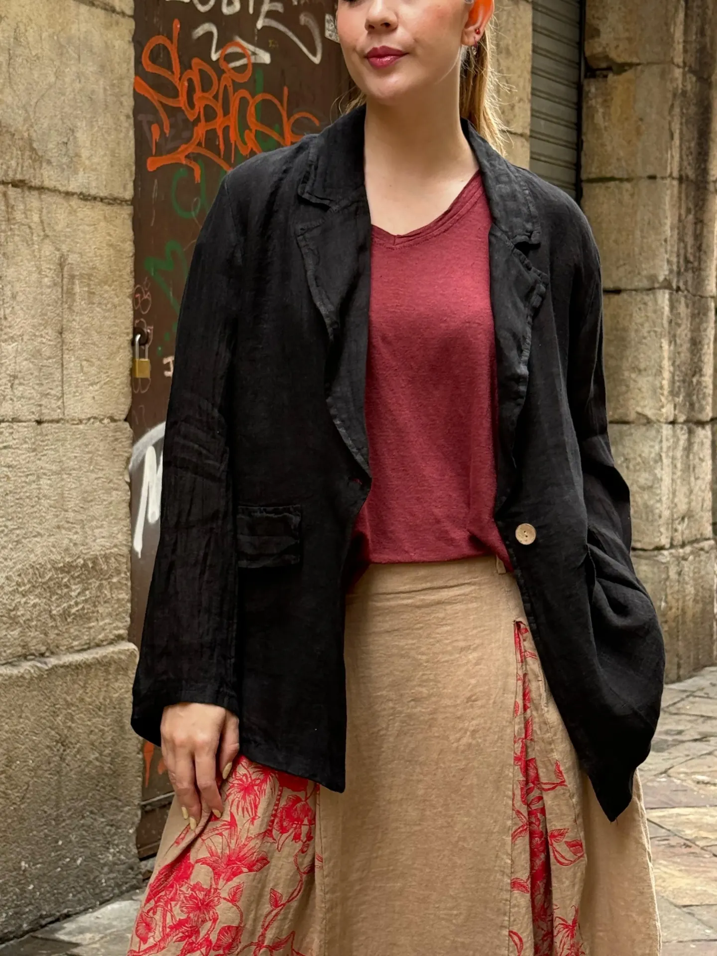[58C3-10-NEG] Chaqueta Lino Negro