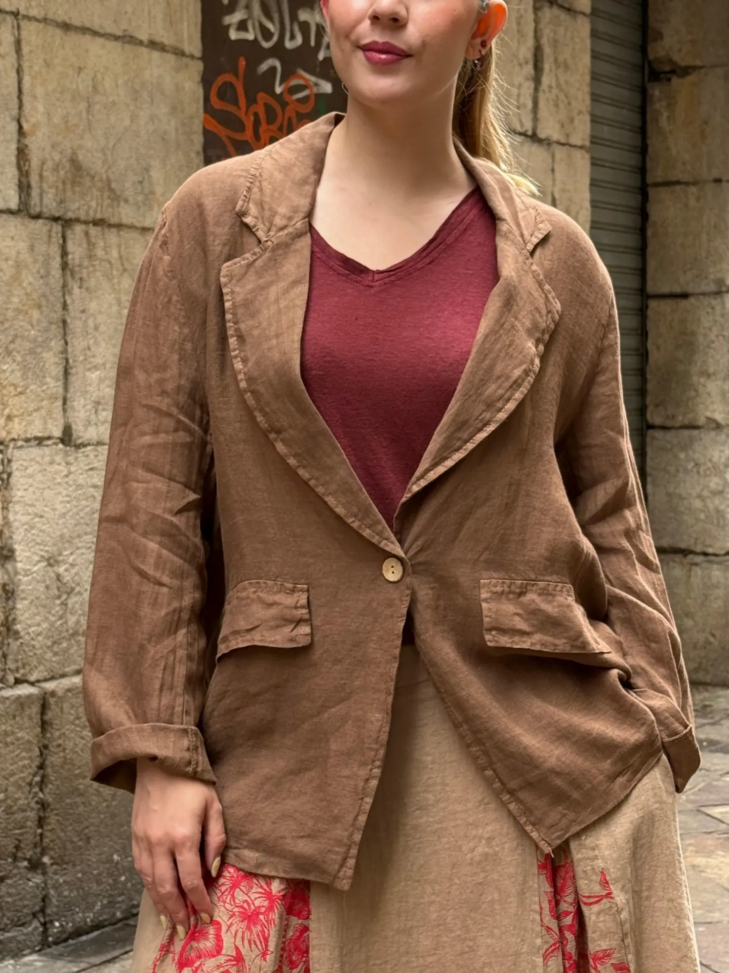 [58C3-12-MAR] Chaqueta Lino Marrón