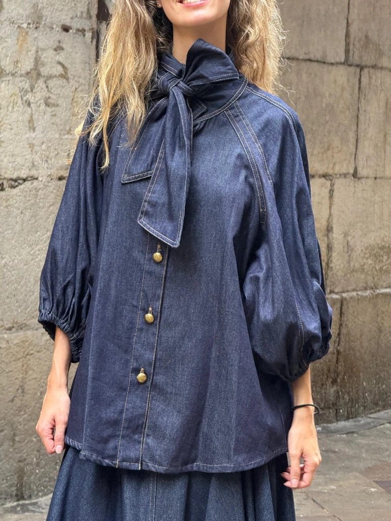 [59C8-DL30161-AZUL MARINO] Blusa jeans